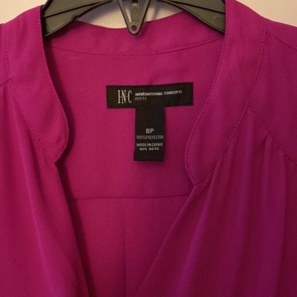 INC INTERNATIONAL CONCEPTS Women’s Petite Long Sleeves Surplice Front-Zip Tops - Picture 3 of 5